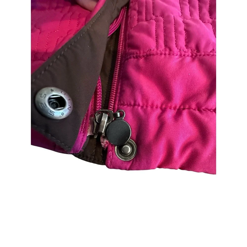 Nike Vest Women's Small (4-6) Pink Sleeveless High Collar‎ Faux Fur Zip Button